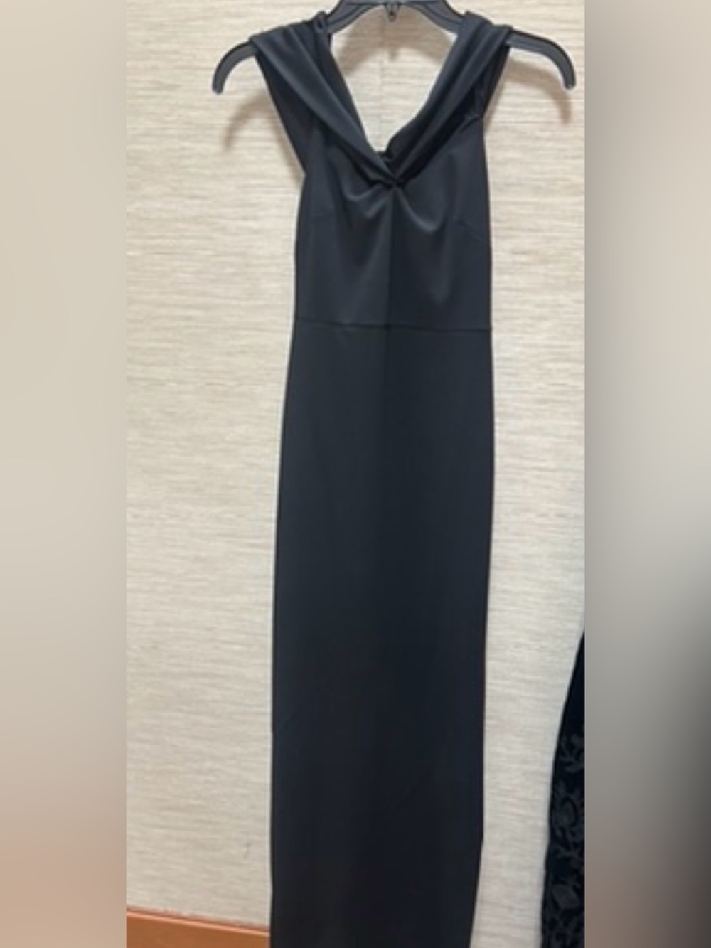 Belle by Badgley Mischka Dress 4 Black Olivia Off The Shoulder Side Slit Column